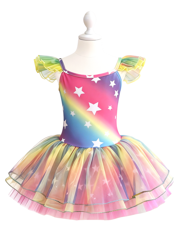 Girls Rainbow Star Ballet Leotard Tutu-XY042