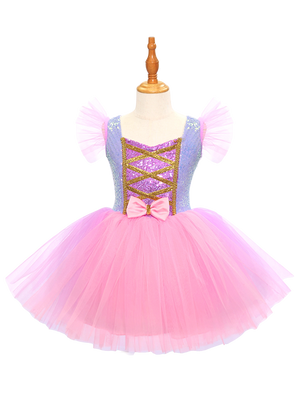 Girls Pink Purple Tulle Tutu Dress, Kids Casual Princess Dress-ALP0107