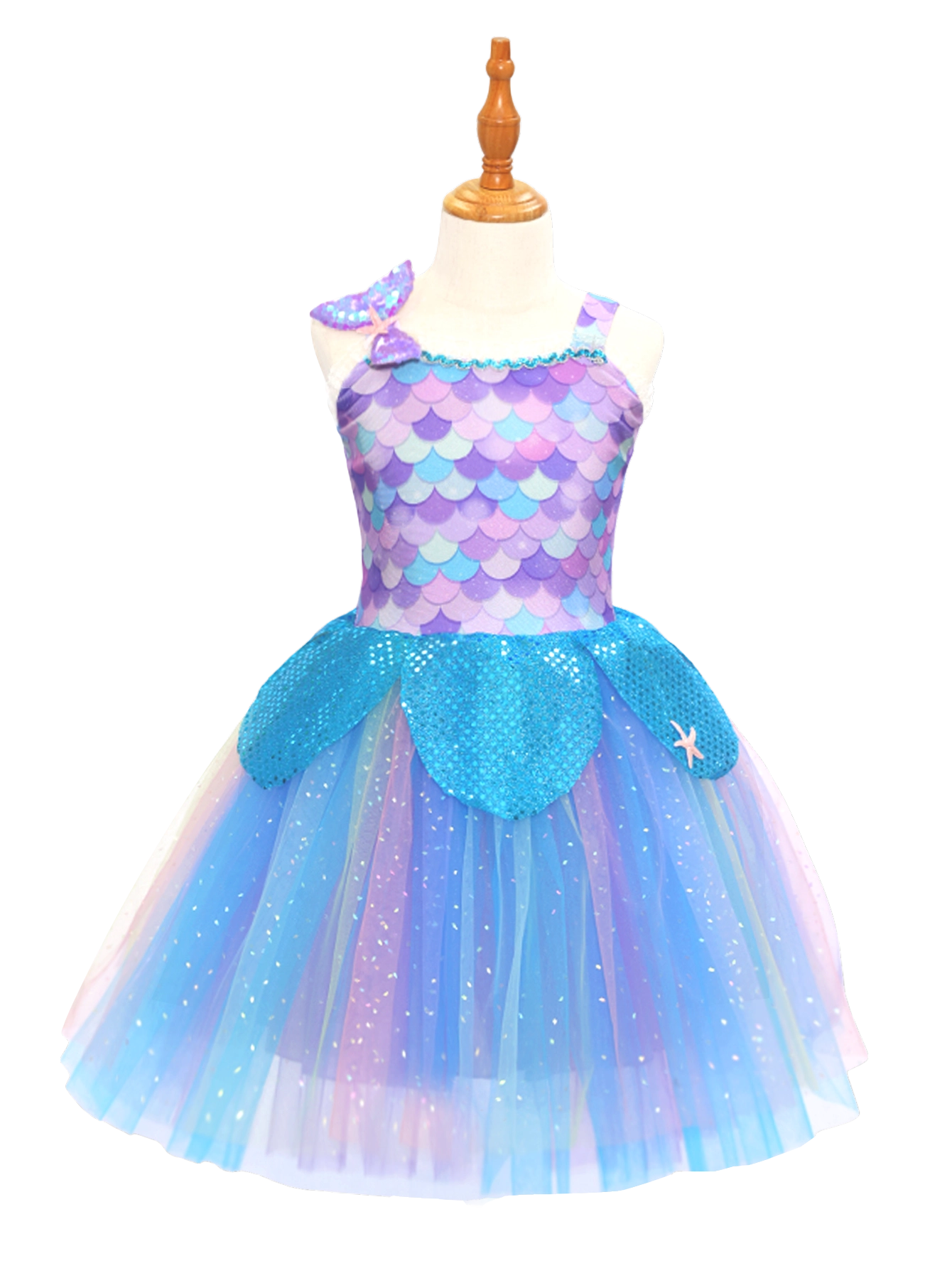 mermaid tutu dress Mdnmd Scale Dress,Girls Sparkly Ocean Purple / 4-6Y Sonny & Cher Concert 1 Year (80cm) 52 ack Size:L - XL
