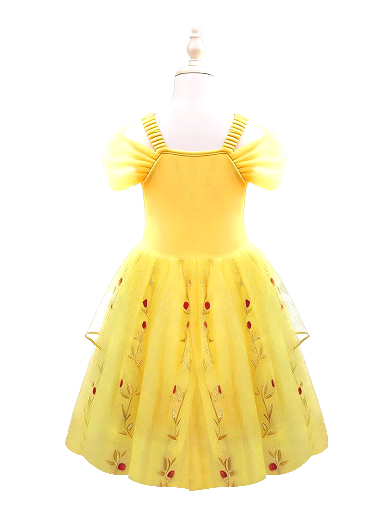 Girls Yellow Rose Princess Dress, Kids Fairytale Ball Gown Costume-ALP0110