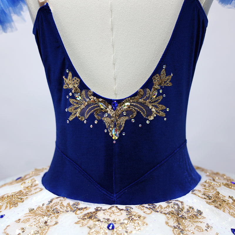 Handmade Professional Pancake Ballet Tutu Blue Gradient Ballet Stage Performance Costume