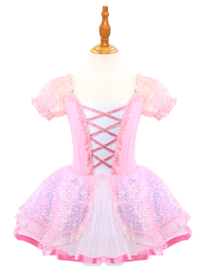 Girls Pink Ballet Leotard Princess Tutu Dress-ALP024