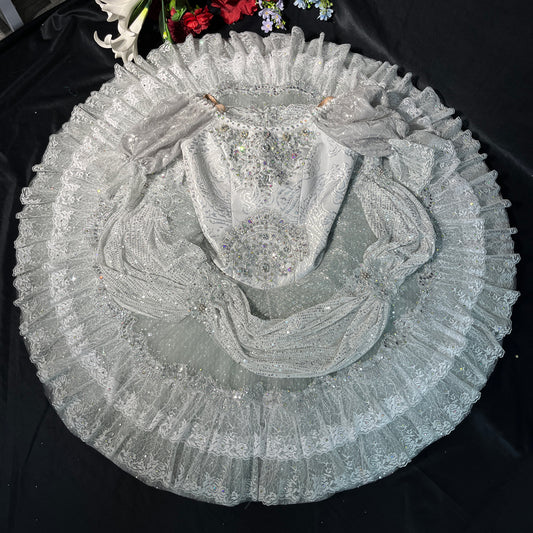 Sliver Sleeping Beauty Jewel Series Costume - Princess Aurora Inspired Gown with Gemstone Embellishments, Ballet Dance Outfit, Cosplay Dress-MDT1341