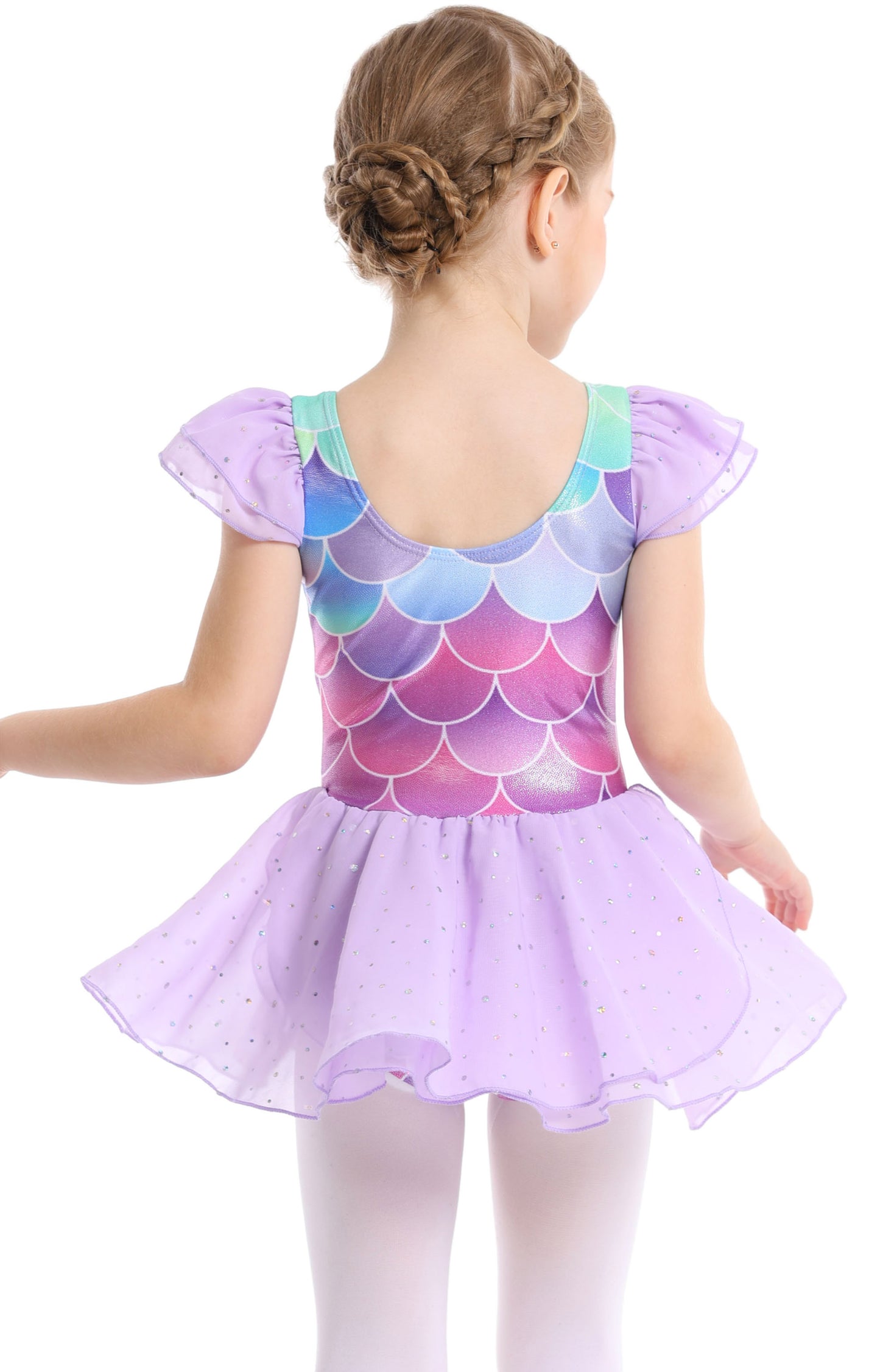 Sparkly Sequin Twirl Dress | Mermaid Scale Dancewear & Gymnastics Leotard | Perfect Gift for Girls | Available in two colors,Ready to Ship!-AM202
