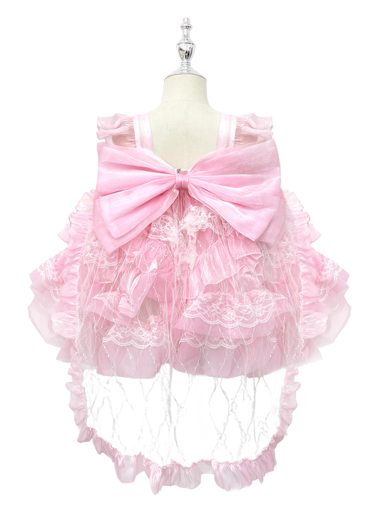 Pink Floral Lace Lolita Princess Dress for Toddlers-W26055