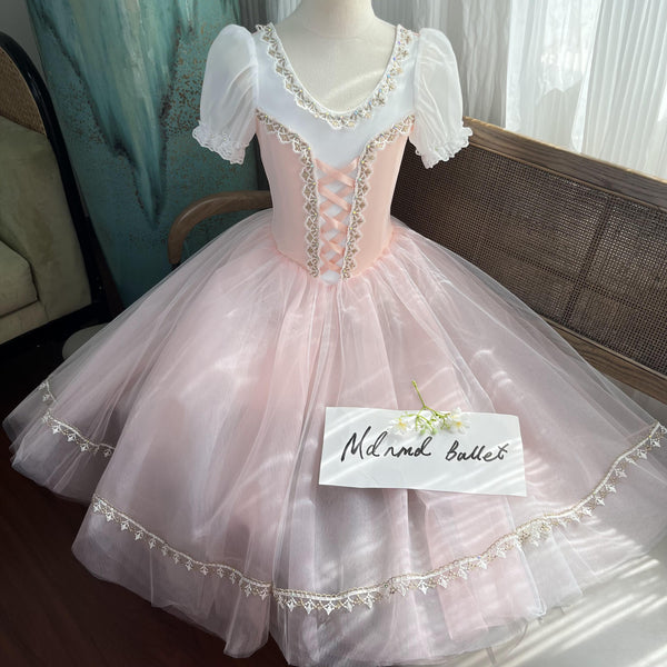 Elegant Romantic Ballet Tutu Dress with Lace Embellishments for Performances MDC0365