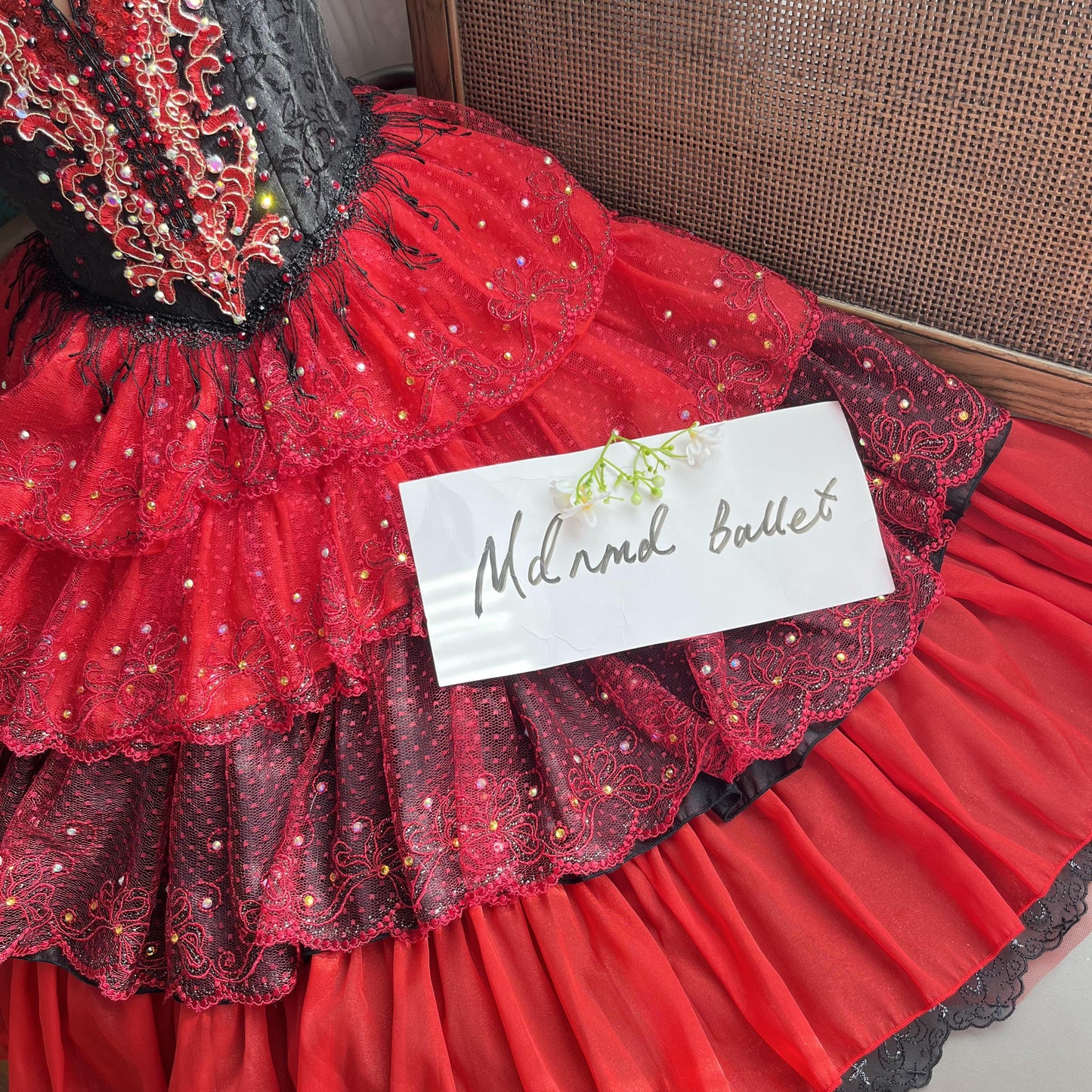 Elegant Red and Black Spanish-Style Ballet Dress - MDC1034