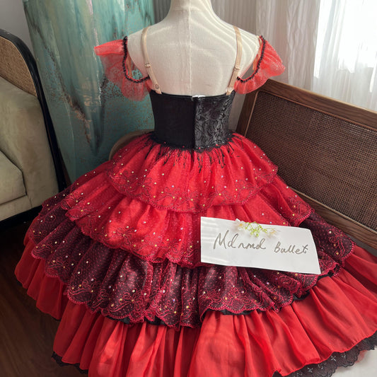 Elegant Red and Black Spanish-Style Ballet Dress - MDC1034