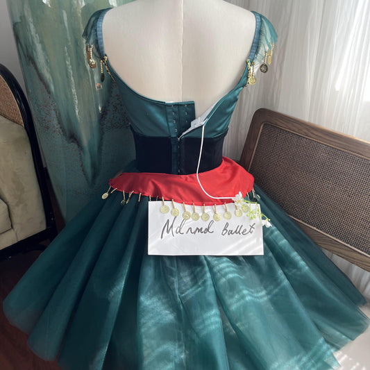 Green Ballet Tutu with Gold Embellishments and Coin Detail - MDC0361