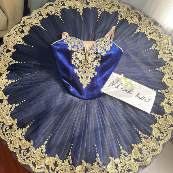 Royal Blue and Gold Embellished Classical Ballet Tutu - MDT0140