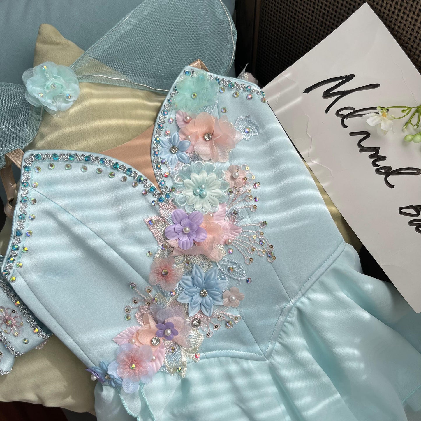 Elegant Ballet Fairy Costume with Pastel Floral Appliqué - MDC0041