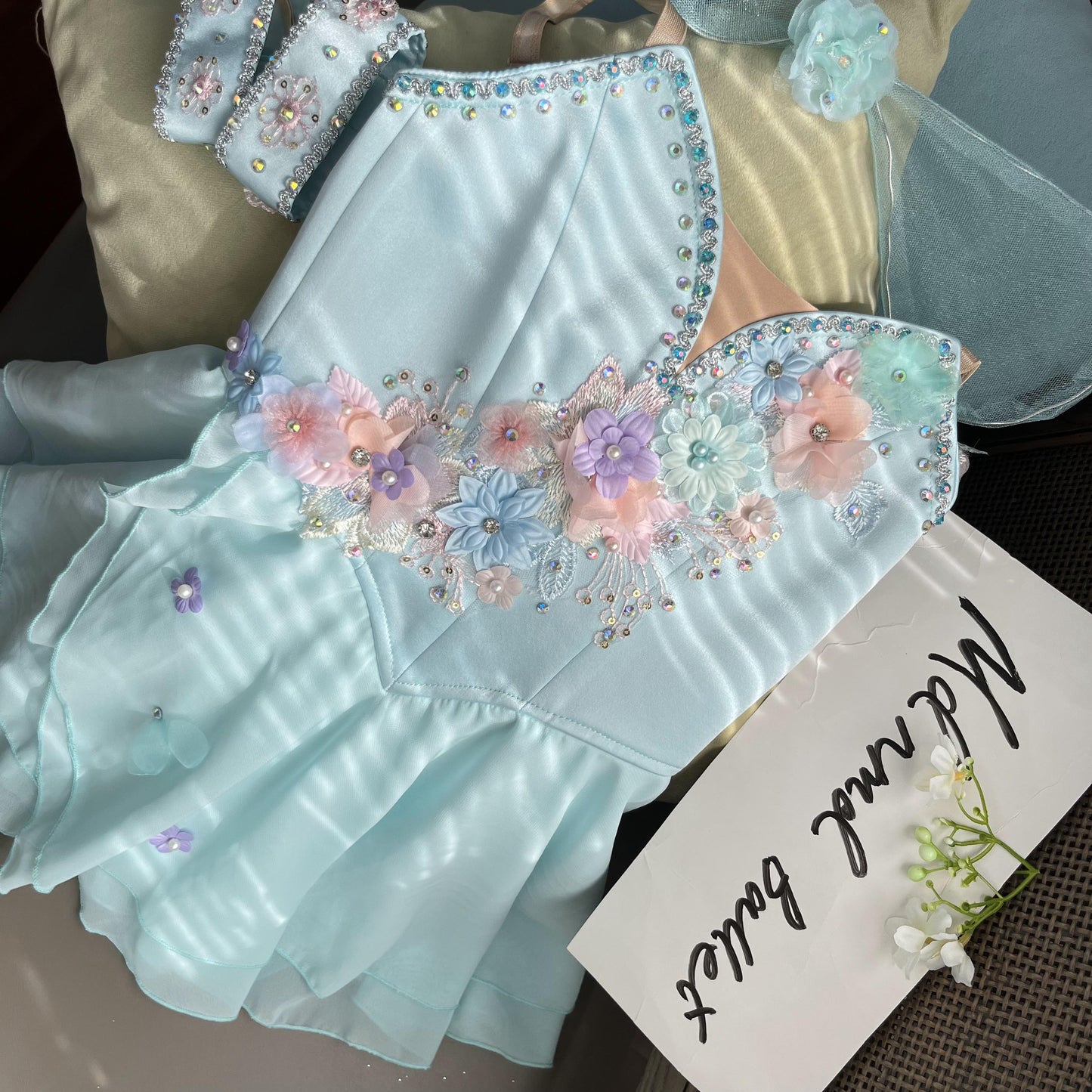 Elegant Ballet Fairy Costume with Pastel Floral Appliqué - MDC0041