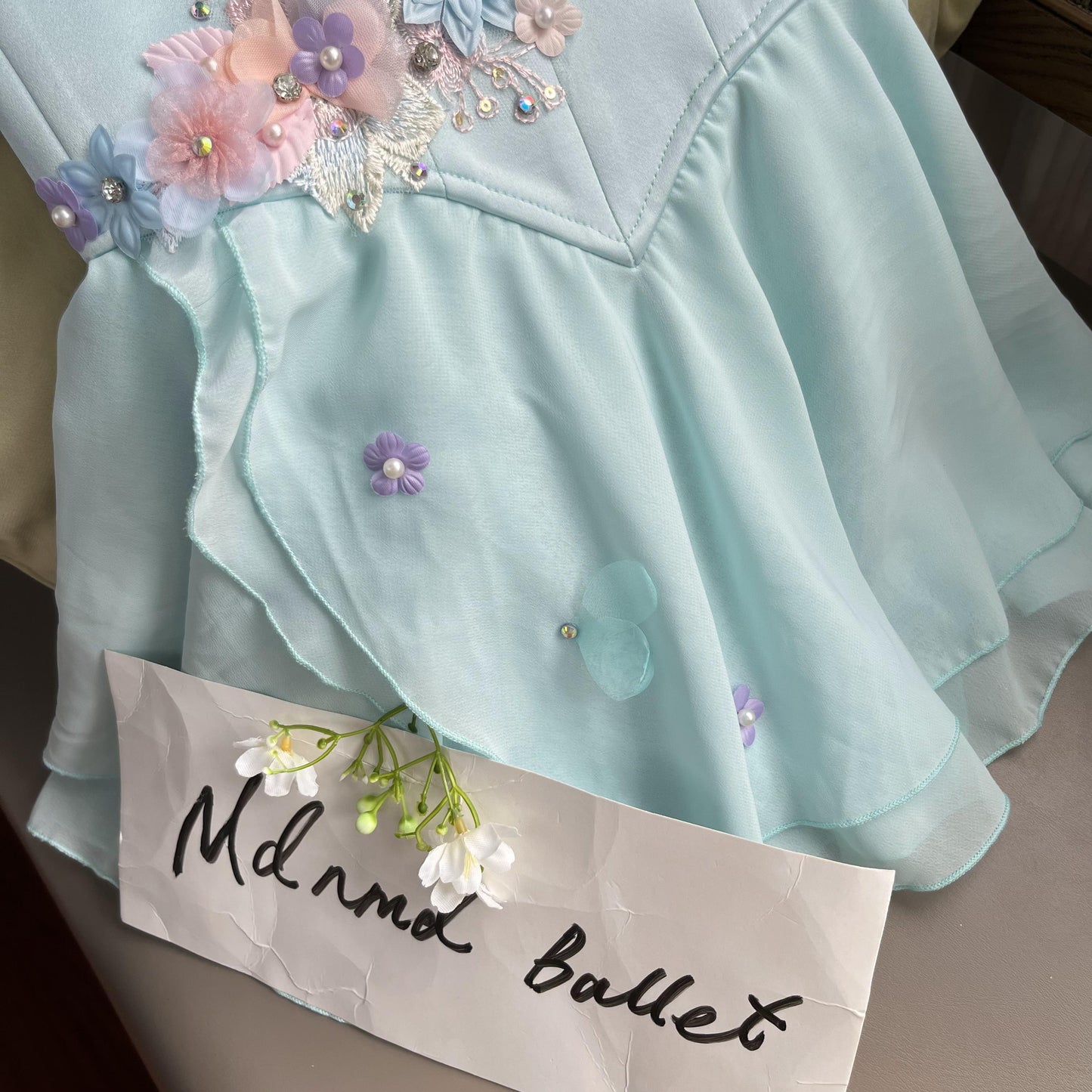 Elegant Ballet Fairy Costume with Pastel Floral Appliqué - MDC0041
