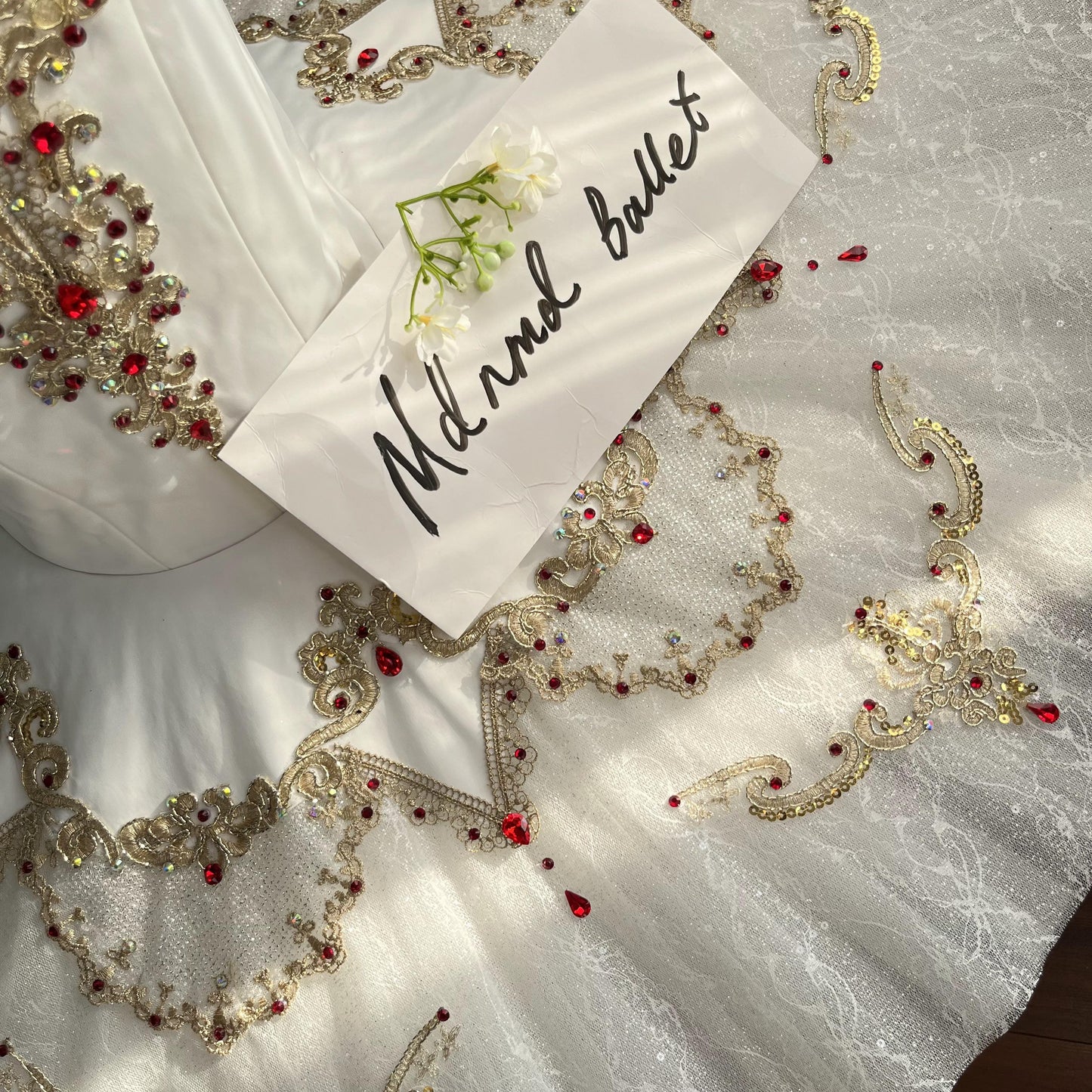 Professional Ballet Tutu with Gold and Red Embellishments - MDT0964