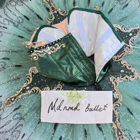 Emerald Green Professional Ballet Tutu with Intricate Crystal Embellishments - MDT1123