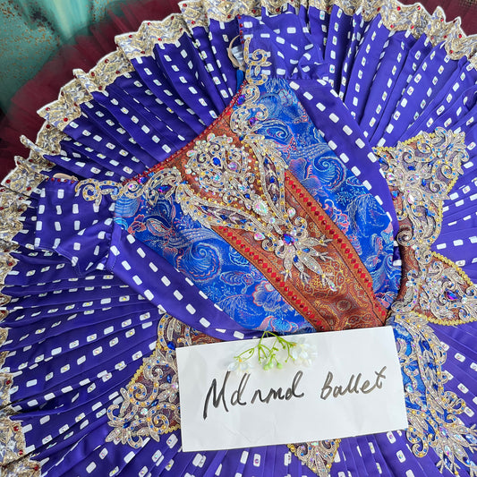 Royal Blue Ballet Tutu with Ornate Embellishments for Stage Performances - MDT0775