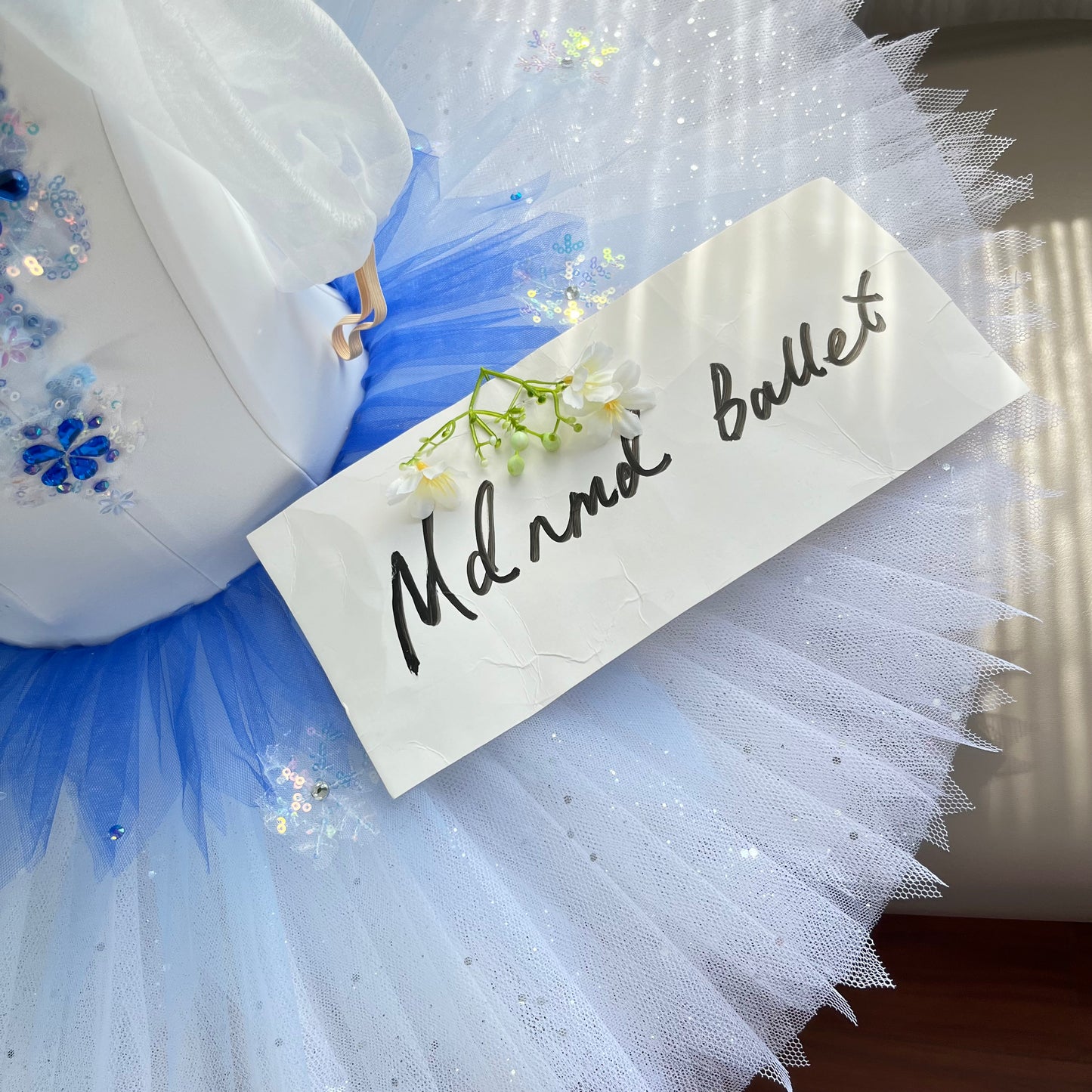 Enchanting Blue and White Ballet Tutu with Snowflake Embellishments - MDT1042