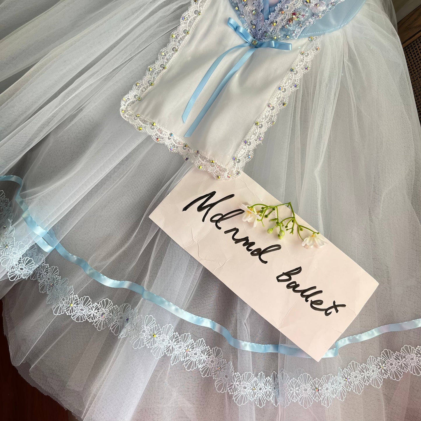 Ballet Romantic Dress with Floral Embroidery and Full Tulle Skirt - MDC0802