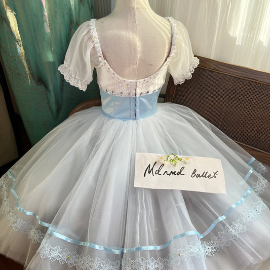 Ballet Romantic Dress with Floral Embroidery and Full Tulle Skirt - MDC0802