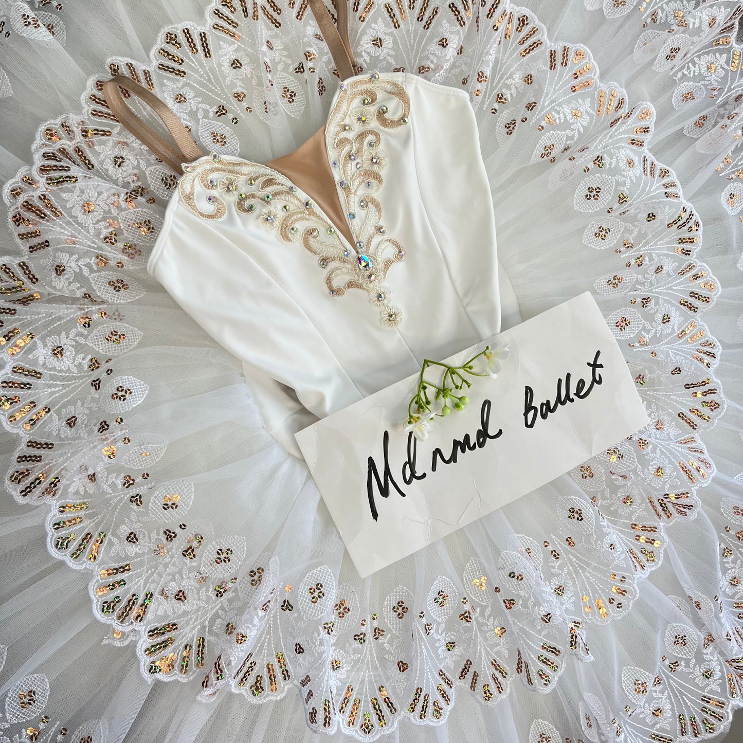 Exquisite Pink Ballet Tutu with Embroidered Lace and Sparkling Sequin Accents - MDT0397