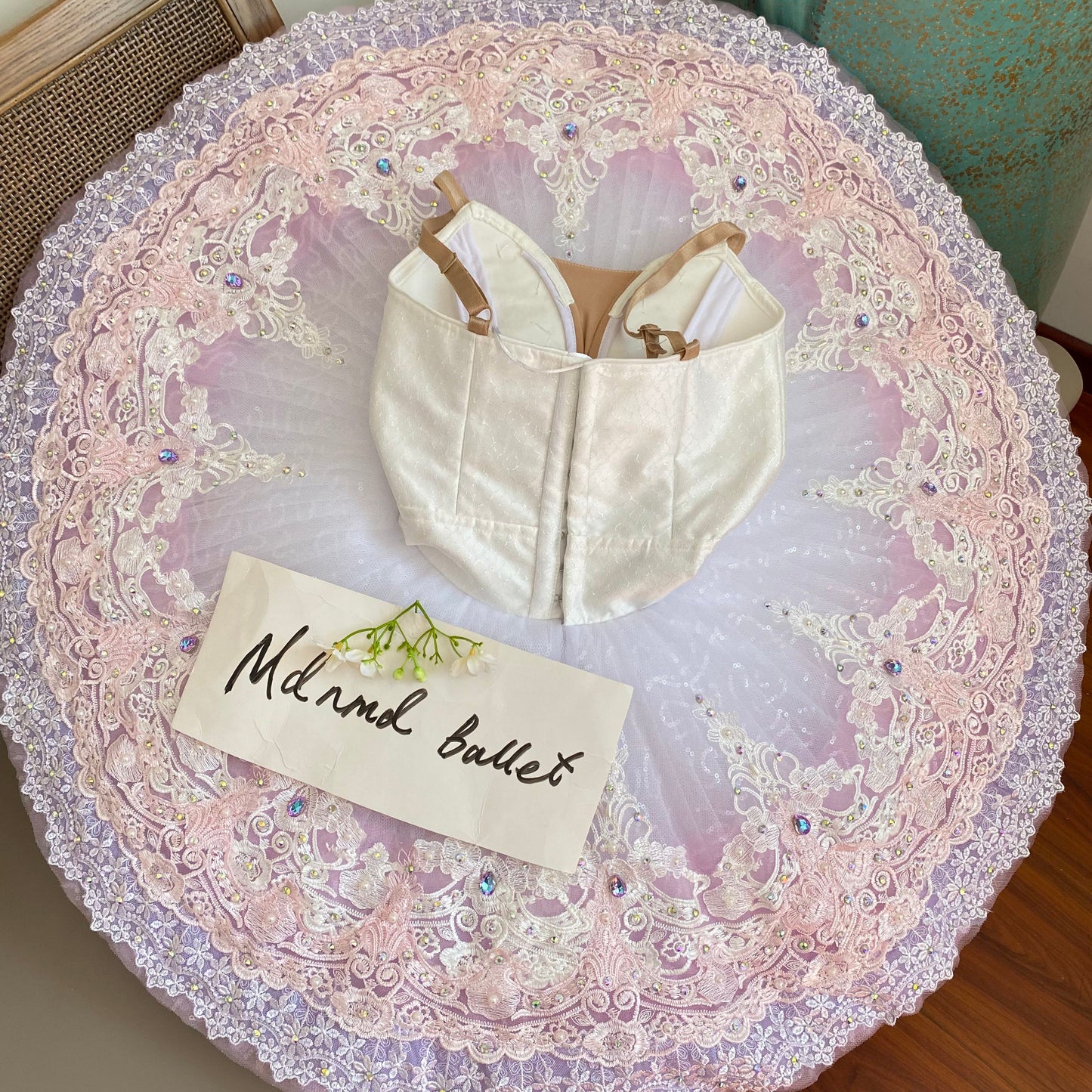 Dreamy Pink & Purple Ballet Gown - Lace - Embroidered Tulle Skirt & Elegant Bodice-MDT0643