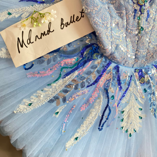 Professional classical ballet tutu, a vividly lifelike bluebird design, suitable as the costume for professional ballet dancers.-MDT0934