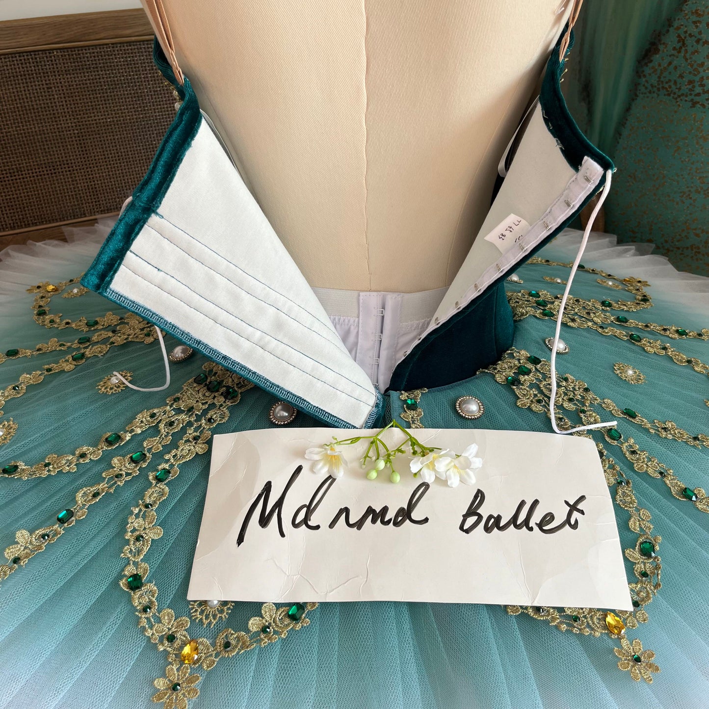 Exquisite Handmade Ballet Gown - Velvet Bodice with Ombre Tulle Skirt & Opulent Embellishments-MDT0041