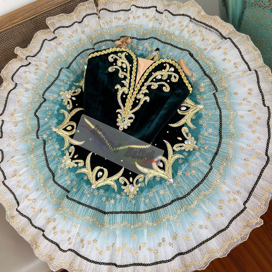 Professional Green Ballet Dress ,Professional Pancake Tutu Ballet Skirt-MDT0242