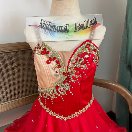 Professional classical ballet tutu. A passionate red Cupid design. Professional ballet dancers' ballet dress.-MDC1079