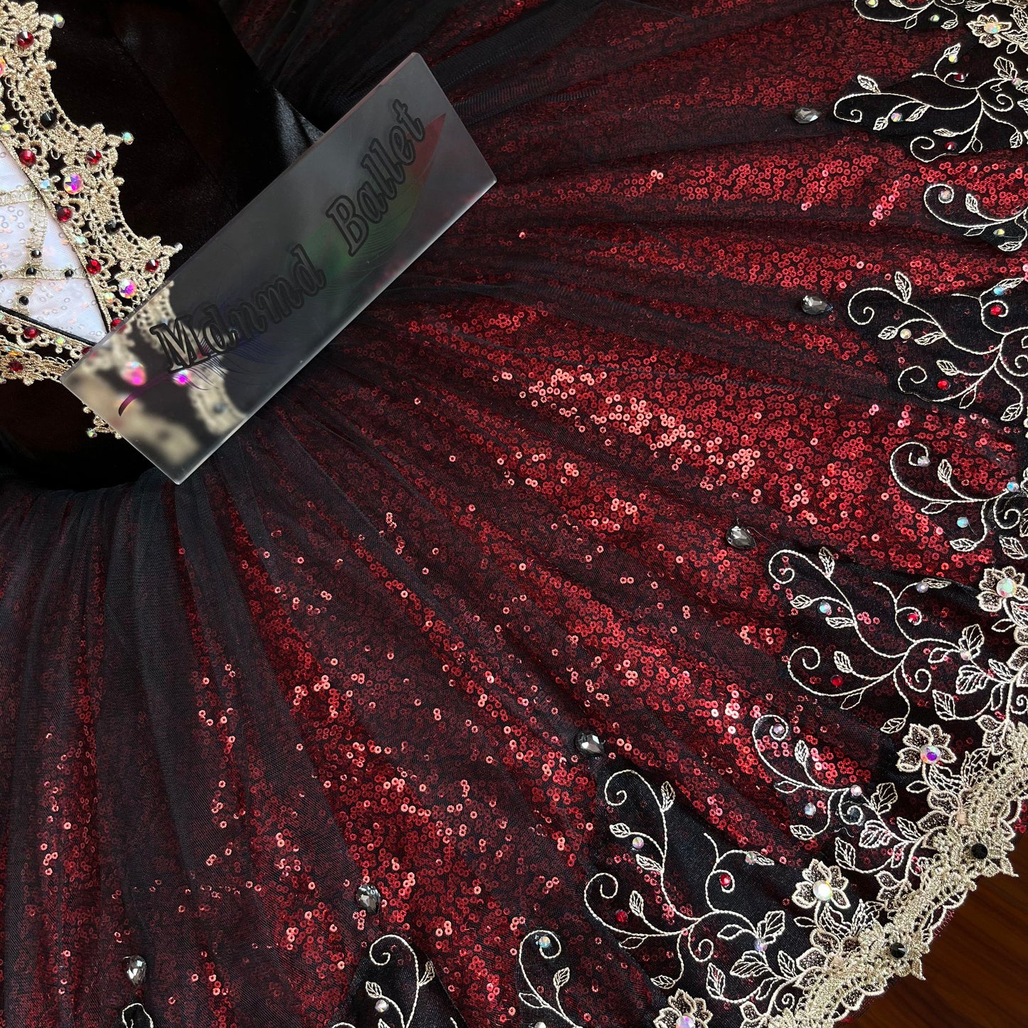 Professional Classical Black, Red and Gold Platter Ballet Tutu for Youth America Grand Prix (YAGP)-MDT1204