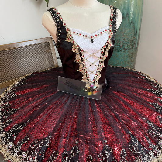 Professional Classical Black, Red and Gold Platter Ballet Tutu for Youth America Grand Prix (YAGP)-MDT1204
