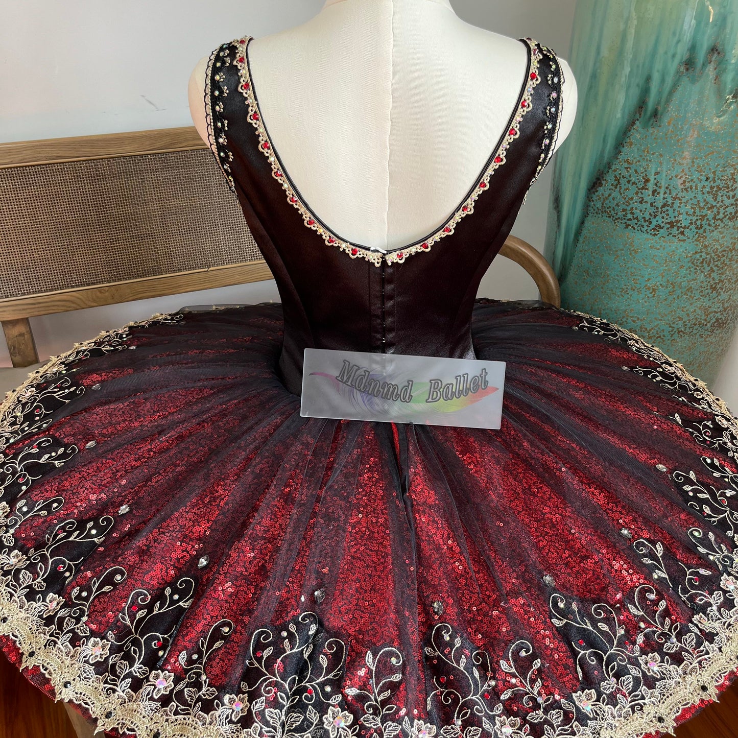 Professional Classical Black, Red and Gold Platter Ballet Tutu for Youth America Grand Prix (YAGP)-MDT1204