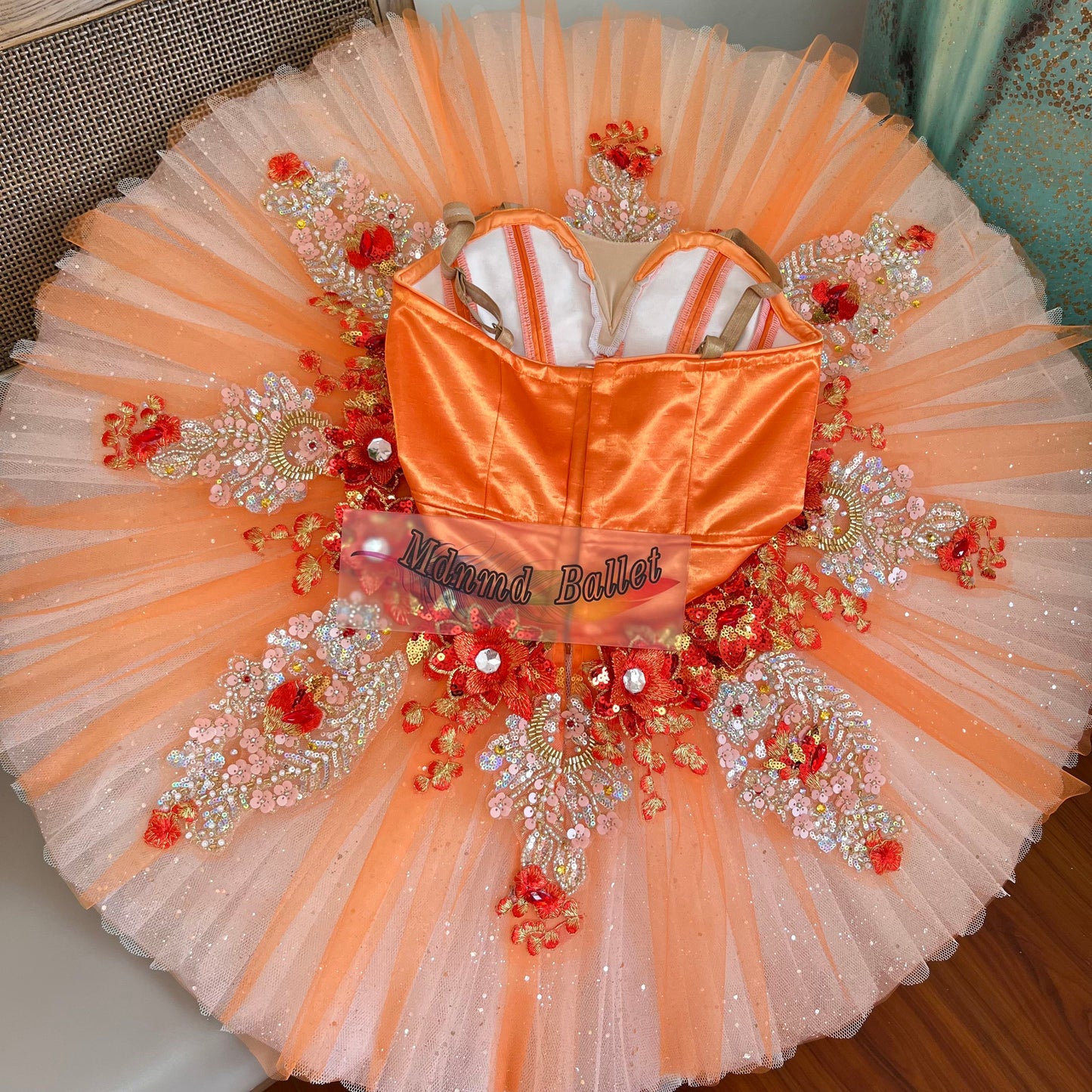 Bright orange dance dress Dance dress Professional dance dress Children's dance dress Girl's ballet dress Adult ballet dress Professional ballet dress Pancake dance dress-MDT1254