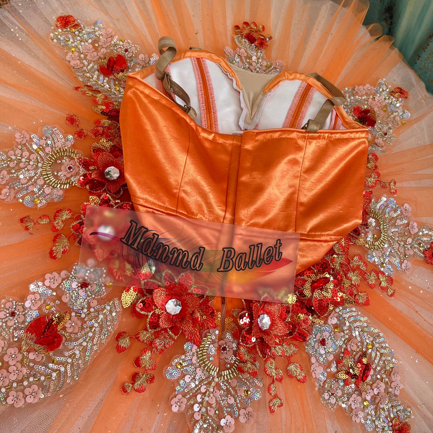 Bright orange dance dress Dance dress Professional dance dress Children's dance dress Girl's ballet dress Adult ballet dress Professional ballet dress Pancake dance dress-MDT1254