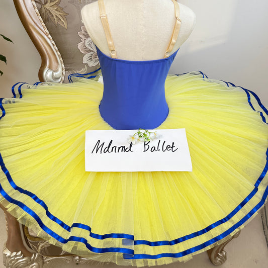 Yellow and Blue Ballet Tutu Dress for Girls – Classic Stage Costume - MDT0925