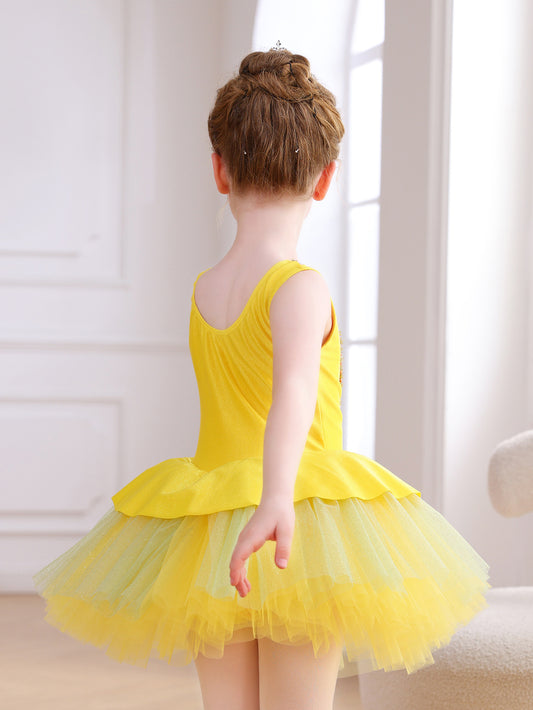 ALP075 Girls' Yellow Princess Dress | Perfect for Birthdays & Dance Performances