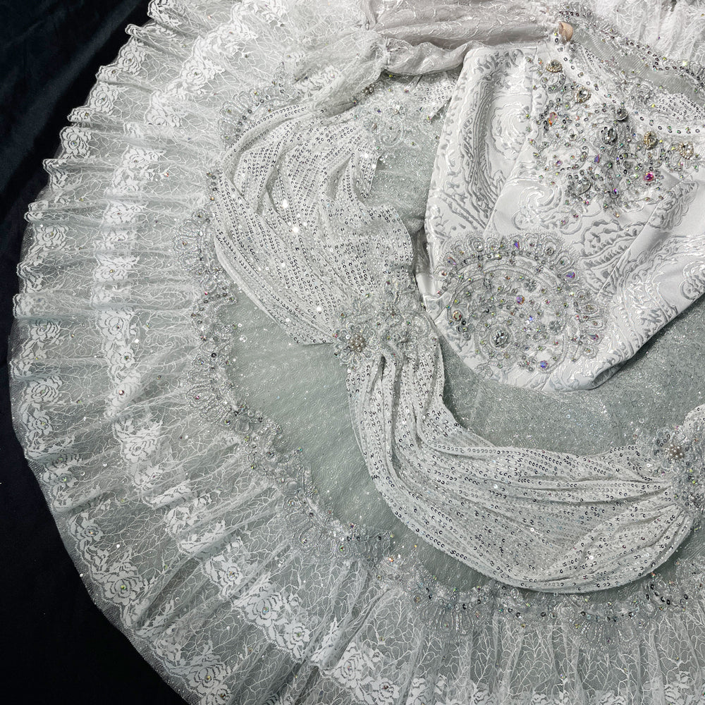 Sliver Sleeping Beauty Jewel Series Costume - Princess Aurora Inspired Gown with Gemstone Embellishments, Ballet Dance Outfit, Cosplay Dress-MDT1341