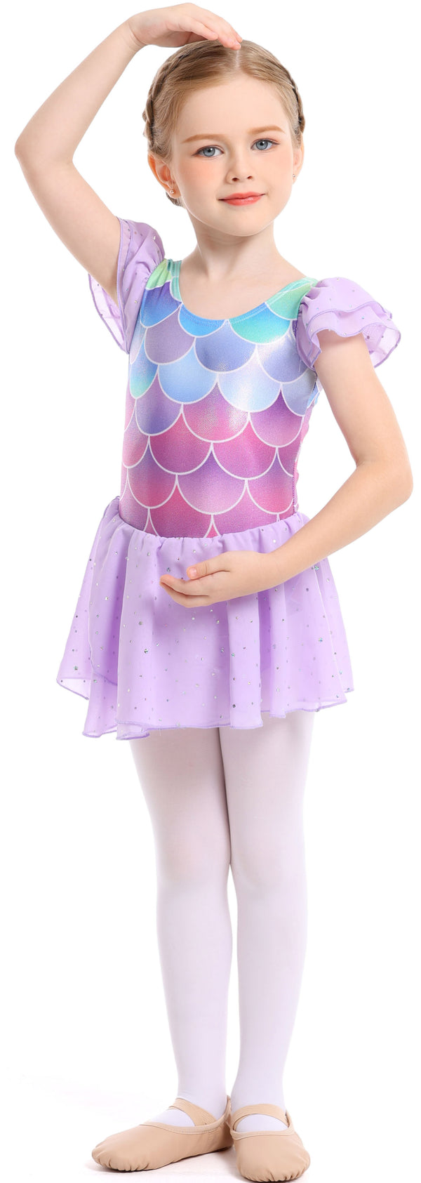 Sparkly Sequin Twirl Dress | Mermaid Scale Dancewear & Gymnastics Leotard | Perfect Gift for Girls | Available in two colors,Ready to Ship!-AM202