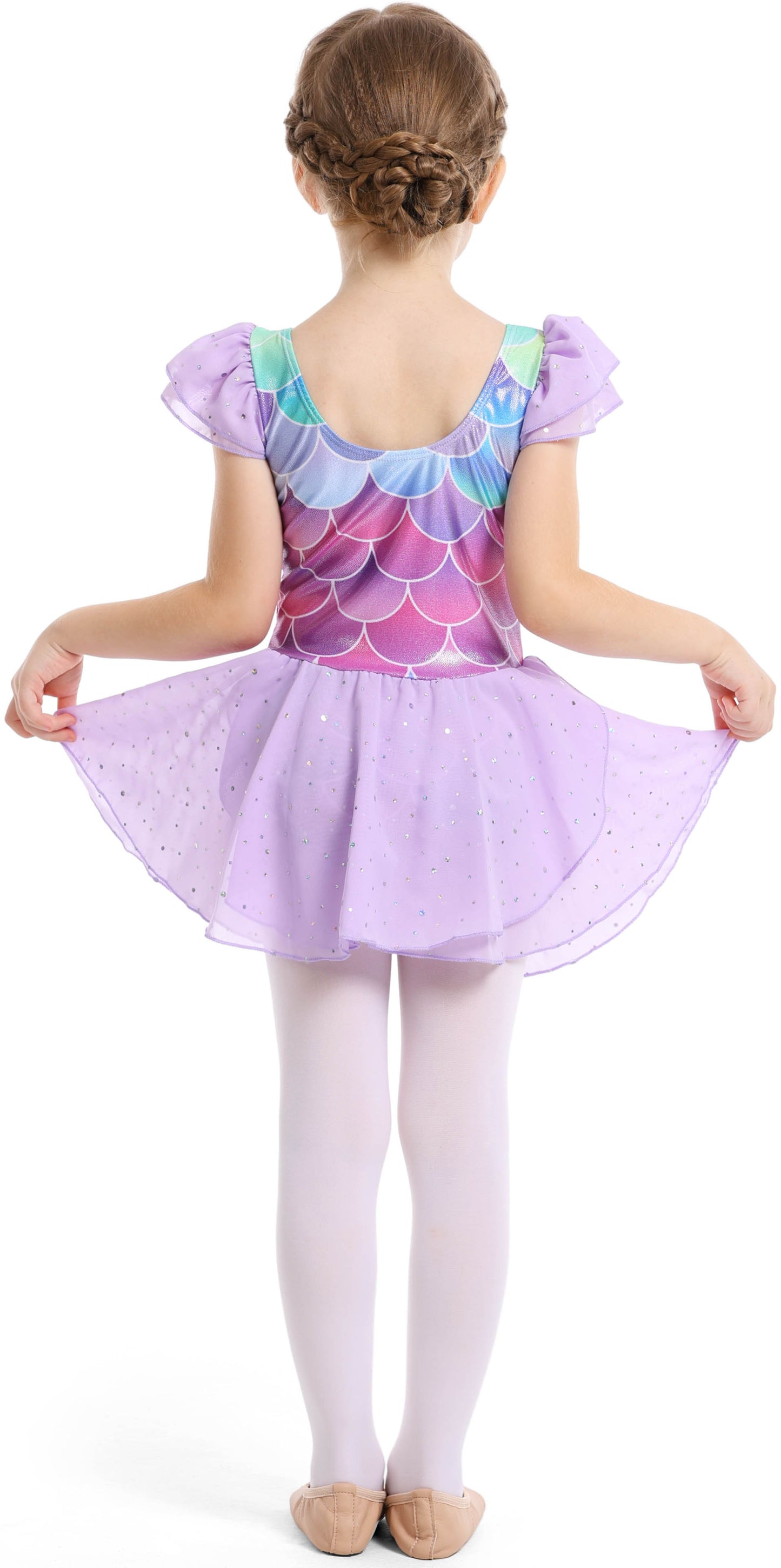 Sparkly Sequin Twirl Dress | Mermaid Scale Dancewear & Gymnastics Leotard | Perfect Gift for Girls | Available in two colors,Ready to Ship!-AM202