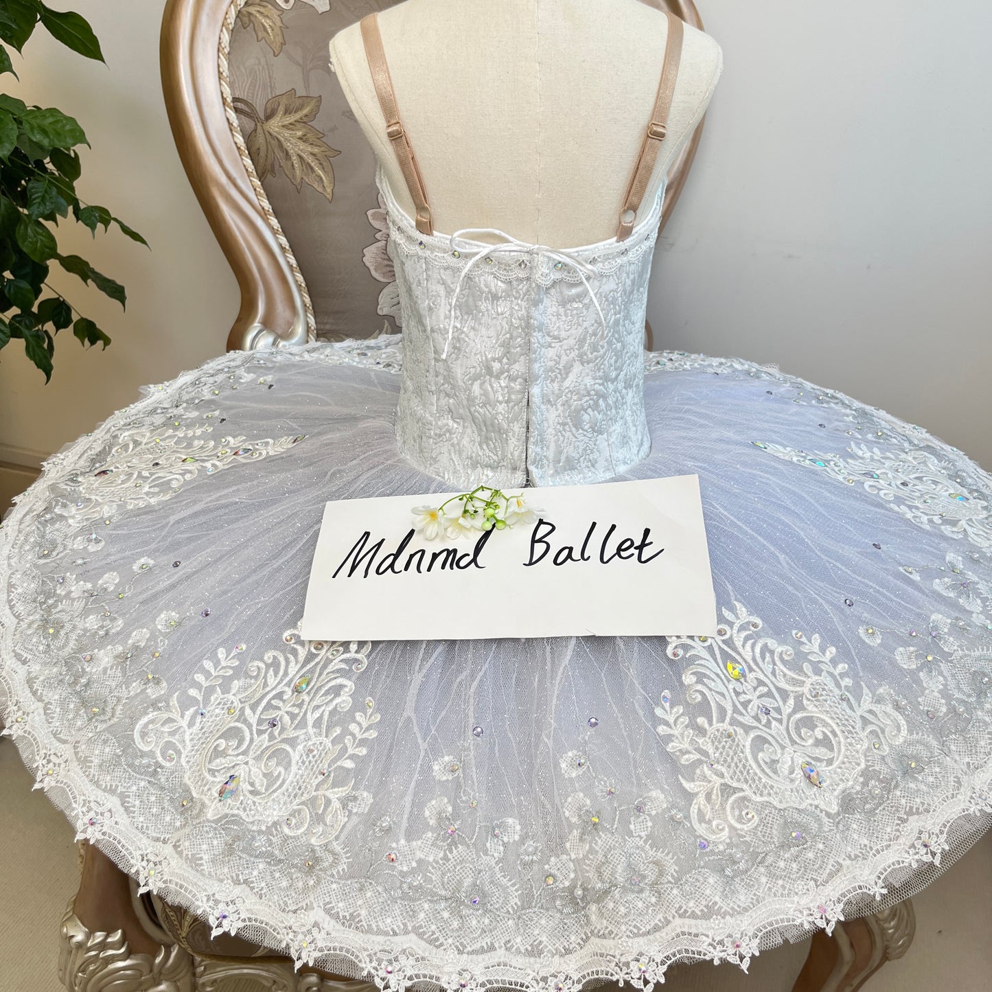 White Ballet Tutu with Rhinestone Embellishments - MDT0421