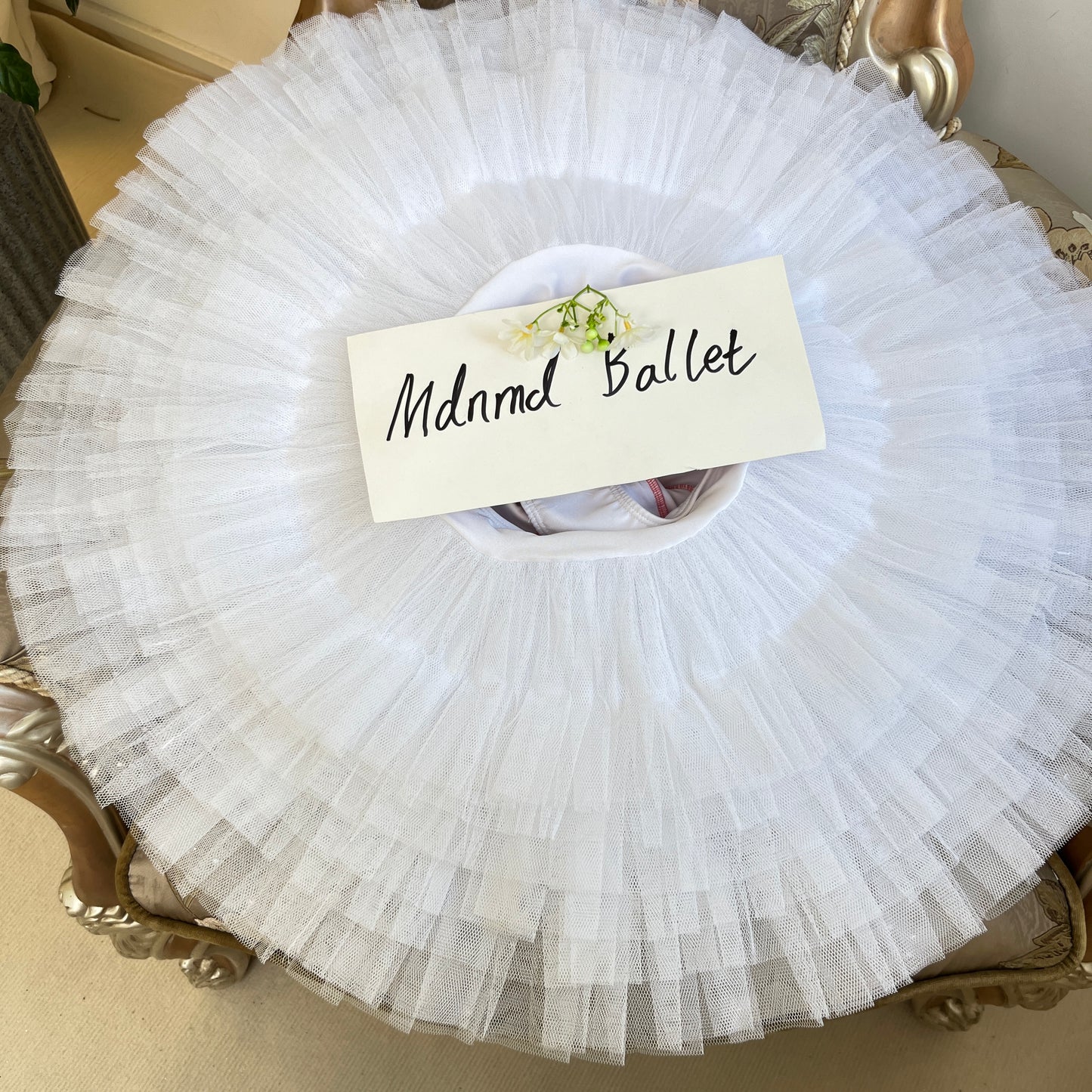 Pink and Coral Ballet Tutu with Puff Sleeves and Bow Accents - MDT1022