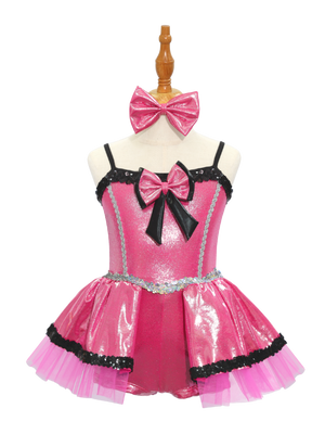 Pink Metallic Kids Jazz Dance Costume JSP011