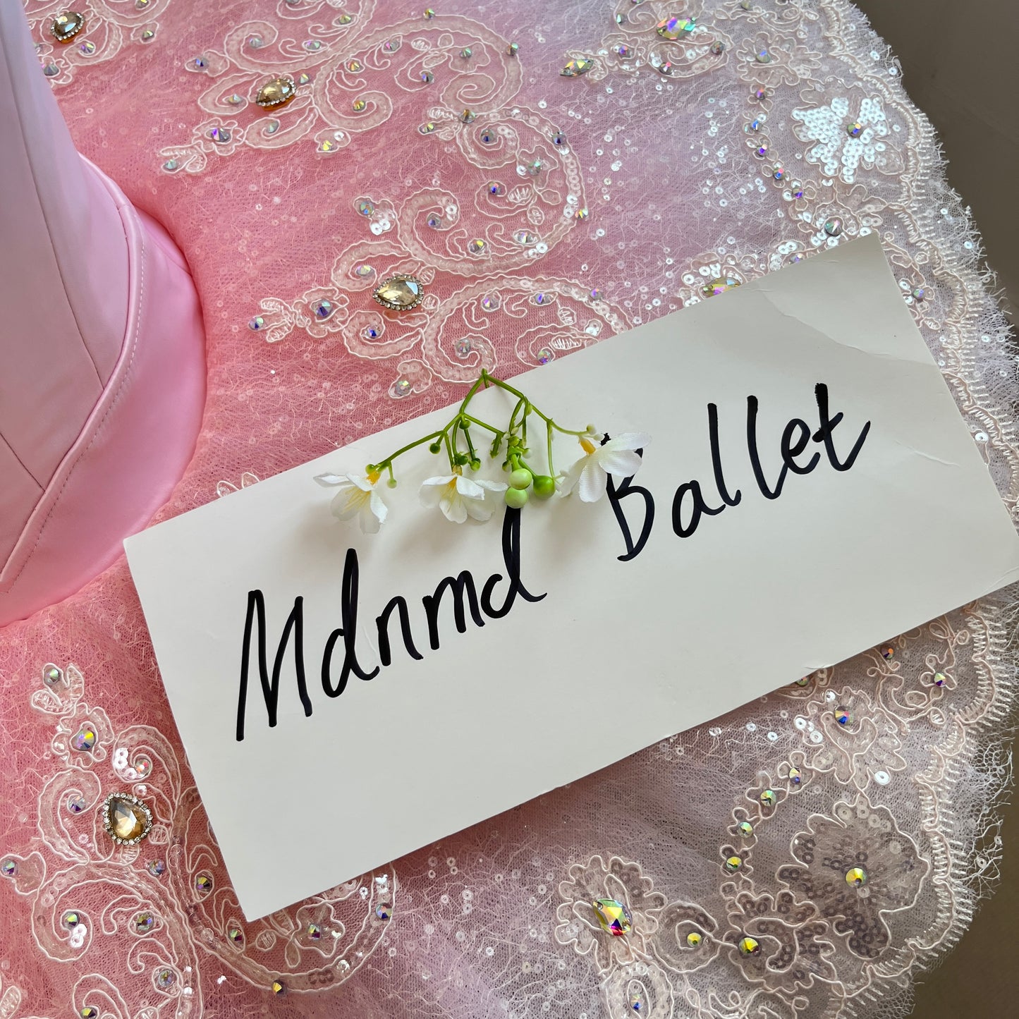 Elegant Pink Ballet Tutu with Lace and Rhinestone Accents - MDT0893