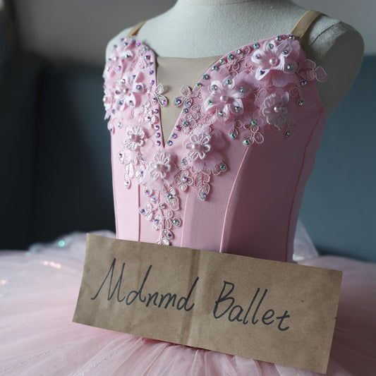 Floral Ballet Tutu with Crystal Embellishments in Pastel Colors - MDT1046