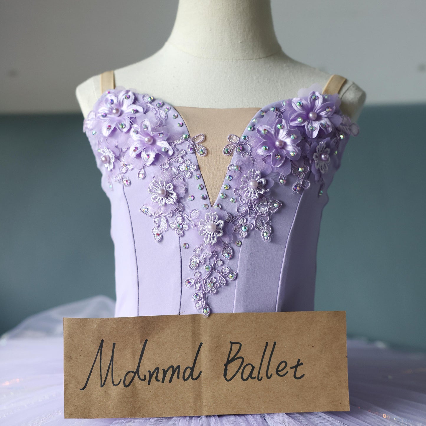 Floral Ballet Tutu with Crystal Embellishments in Pastel Colors - MDT1046