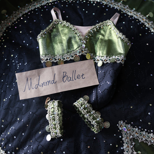 Gold and Black Embellished Ballet Tutu Dress with Coin Details – Girls' Performance Wear - MDT0040