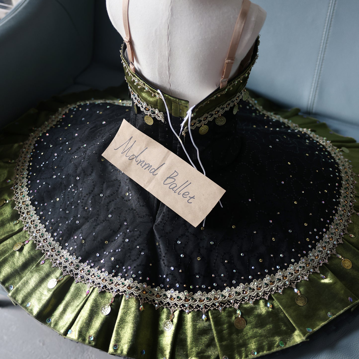 Gold and Black Embellished Ballet Tutu Dress with Coin Details – Girls' Performance Wear - MDT0040