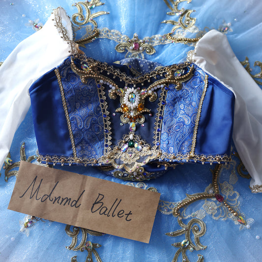 Elegant Ballet Tutu with Blue Regal Embroidery – MDT0045