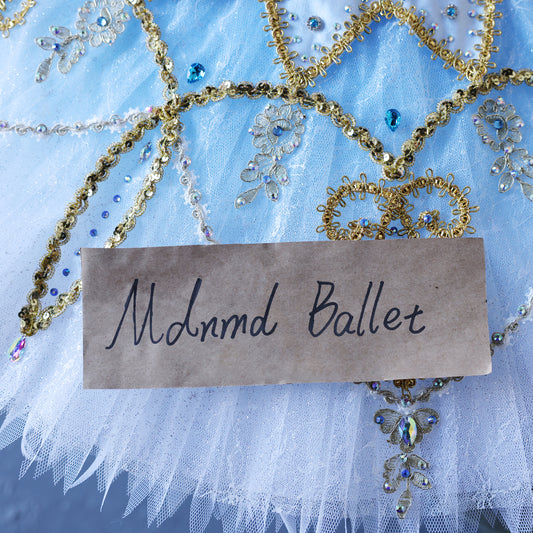 Adorable Light Blue Tutu for Ballet - Embellished with Gold Sequins and Beads-MDT0855