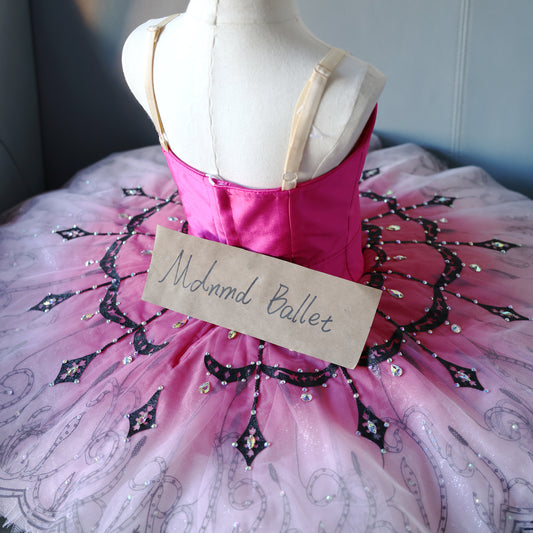 Pink & Black Rhinestone Ballet Tutu - Stage Performance Costume - MDT0814